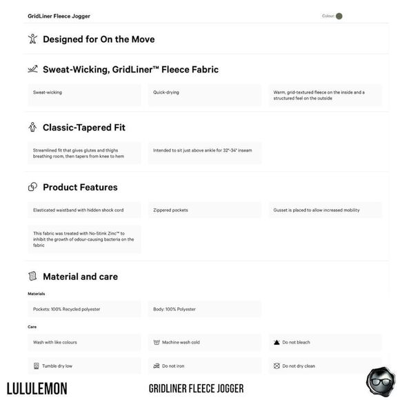 LULULEMON MEN’S GRIDLINER FLEECE JOGGERS IN HEATHERED GREEN TWILL SIZE SMALL NWT - Picture 5 of 15